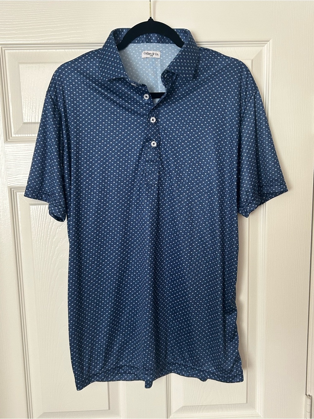 Collars & Co Semi-Spread Collar Polo - Mens Large - Blue